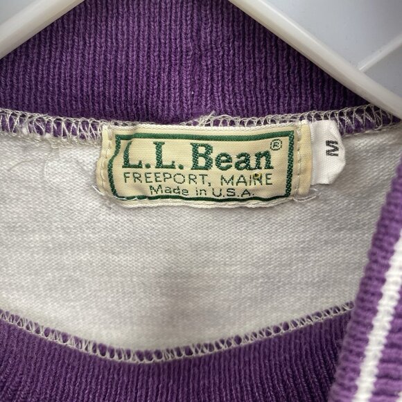 LL Bean Vintage Pullover Turtleneck Heavy Shirt Gray Purple Stripe 80's Mens M - Picture 3 of 6